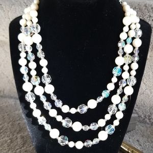 Faux pearl and beaded necklace